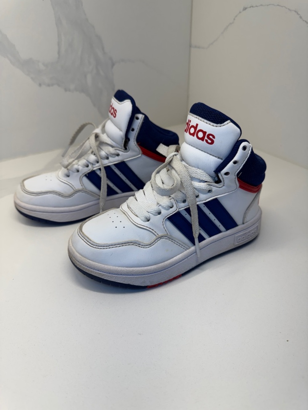 adidas Kids White Navy & Red High-Top Sneakers